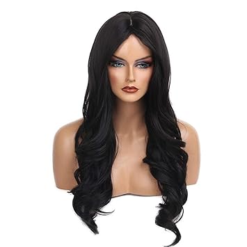 Akashkrishna fashion women full head wig synthetic hair Full Head Wavy Black Hair wig false wig black color synthetic fibre and heat resistant Curly wigs for women