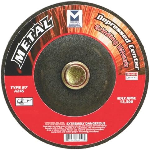 Mercer Abrasives 620100-25 Type 27 Depressed Center Grinding Wheels 5-Inch by 1/4-Inch by 7/8-Inch, 25-Pack