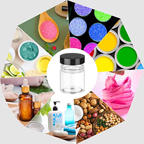 Plastic Jars With Lids 4Oz 48Pcs,Small Cosmetic Slime Containers Clear Travel Round Jars Empty Refillable Sample Containers Leak Proof Pot Jars With Black Lids For Lotion, Cream, Cosmetics, Sugar Scrub, Body Butters,Makeup & Beauty Products #TOP3