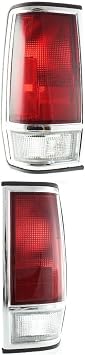 Left Driver and Right Passenger Side Tail Light Halogen Bulb Clear & Red Lens Tail Lamp W/Chrome Trim for Nissan 720 Base/Deluxe/Sport Truck 85-86, Quality Verified & Fitment Tested