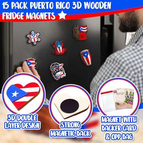 Set de imanes decorativos para nevera Puerto Rico 15 piezas miniatura 4