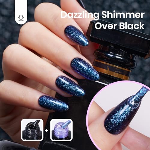 Image of Beetles Glitter Gel Nail Polish, 15ML Purple Jelly Gel Polish Shimmer Neutral Nail Polish Sheer Translucent Effect Nail Concealer Soak Off UV Luminous Mirage Series Manicure Gift for Women