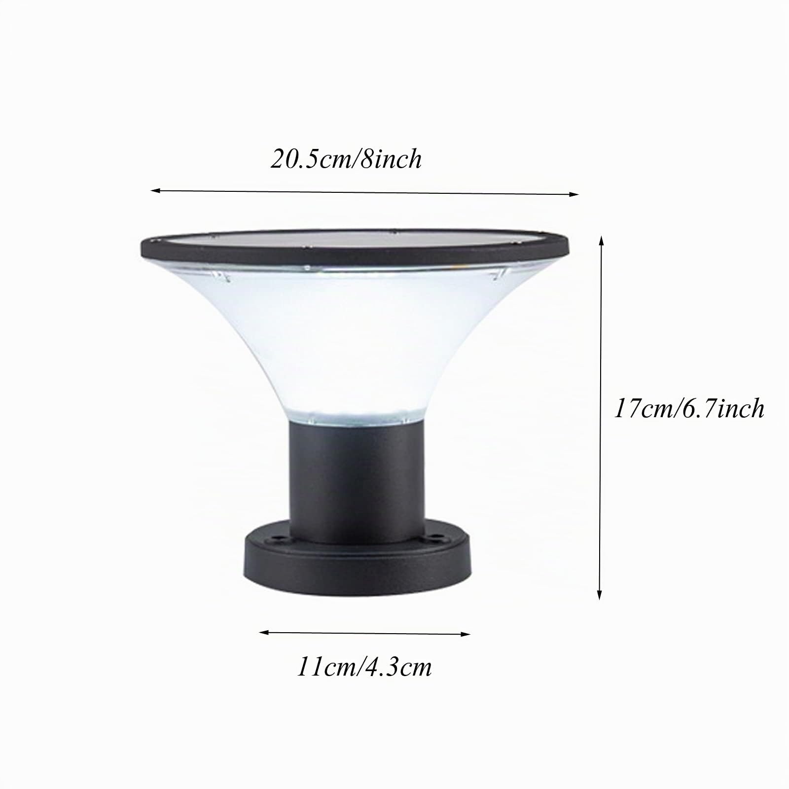 5W LED Farolas Solar Exterior Jardin con Sensor Crepuscular Aluminio Lámpara de Jardín Poste IP65 Luces de Pedestal Lámpara de Exterior para Patios,Caminos,Negro,3000K/4000K/6000K,500lm