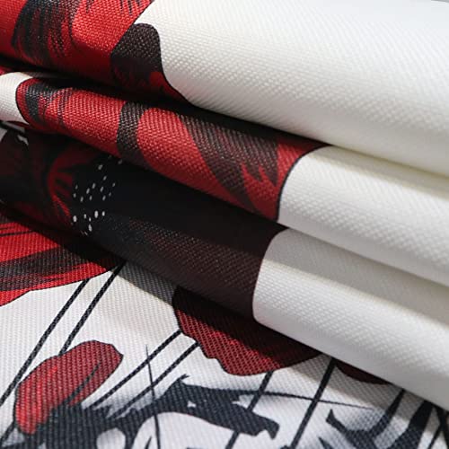Spring Floral Black Red Poppy Flower Plant Throw Pillow Covers 18X18 Inch Set Of 4 Summer Outdoor Decorative Sturdy Durable Linen Square Pillowcase For Couch Sofa Living Room Bedroom Home D¨¦Cor #TOP2