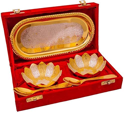 DESIGNOX-R-Ayurveda-Copper-Metal-Floral-Bowl-Set-5-Pieces-set-in-Red-velvet-imitation-jewelry-box-with-gift-ribbon