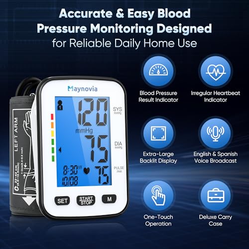 Image of Upper Arm Blood Pressure Monitor, Talking, 8.6-16.5 in Cuff | English and Spanish voice, backlit LCD, 6-level volume, 2-user memory, 120 readings, irregular heartbeat detection, home use