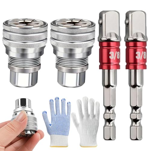 Evolkult 2 Sets Adjustable Universal Socket Wrench Tool Set Universal Maintenance Tool 10mm-19mm Adjustable Universal Socket Wrench For 3/8 Drive Ratchet Torque Wrench & Power Drill 2