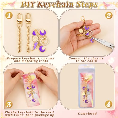 Image of Wurosi 20 Pcs Metal Keychain Making Kit, Bag Charm Chains,Gold