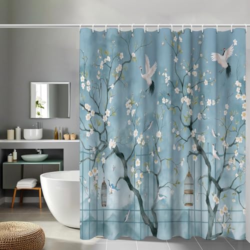 Rideau de douche imperméable et lavable en polyester bleu clair - 2