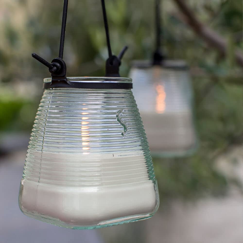 Kerzen für draußen 4 Stück - Outdoor-Duftkerze Ingwer Citronella zum Aufhängen - Perfekt für deinen Garten - im 4er Set - 45h Brenndauer - 9x9x9,8 cm