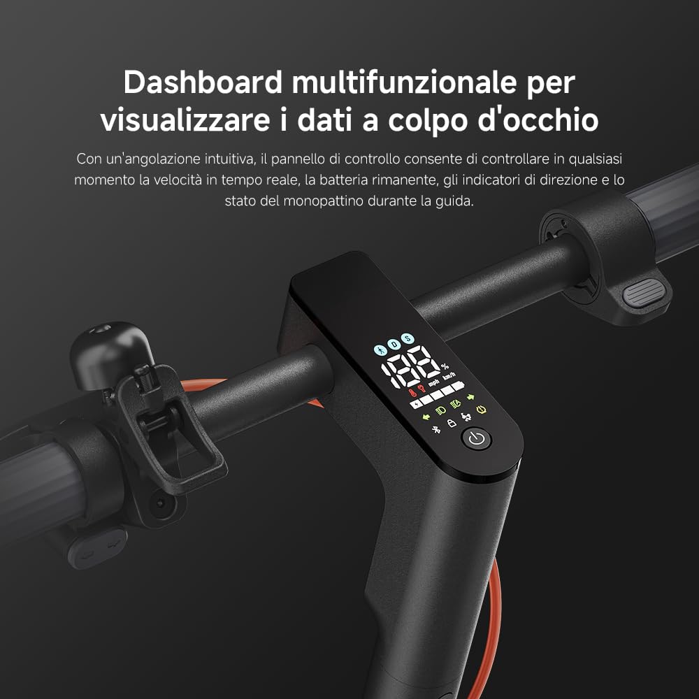 Xiaomi Electric Scooter 5 Pro (Monopattino), Doppie Sospensioni Anteriore E Posteriore A Molla, Pneumatici Tubeless Da 10", Pendenza Max 22% | Doppie Sospensioni Anteriore E Posteriore A Molla, Pneumatici Tubeless Da 10", Pendenza Max 22%