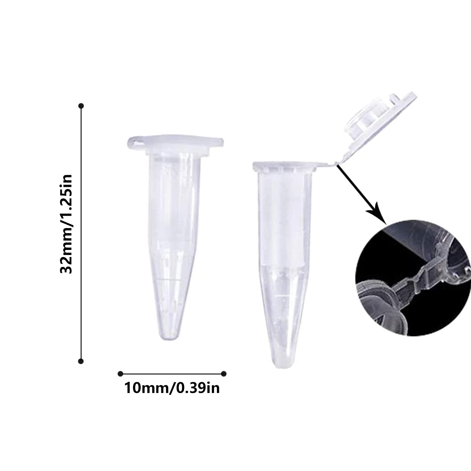 1000 Pièces 0,5 ml Micro Tubes à Centrifuger Tube à Centrifuger en Plastique avec Couvercles et Marques Graduées pour Conteneur de Stockage d'Échantillons en Laboratoire ou Tests expérimentaux