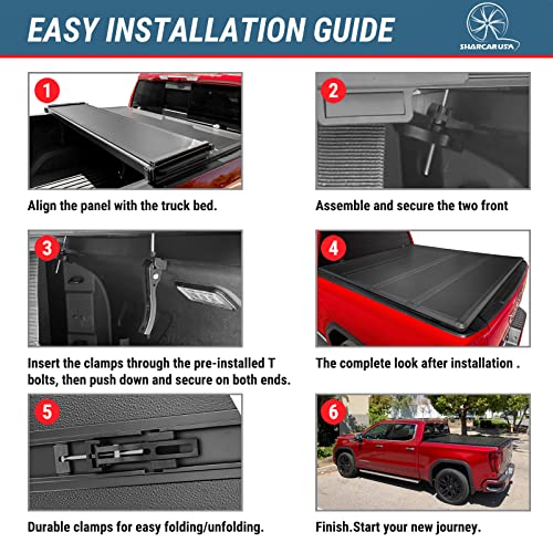 Sharcar Usa Frp Hard Quad-Fold Truck Bed Tonneau Cover | Fits 2015-2023 Ford F-150 5.6'/67.1" Bed #TOP6