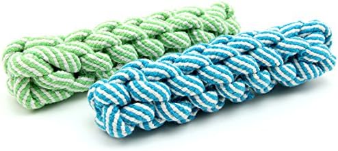 Pentaton Dog Rope Fetch Toy, Durable Chew Tug, Dental Treat Bite Resistant, Made Of Plaited Cotton, Green/White, Blue, Red