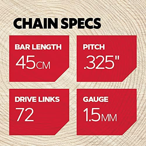 Oregon ControlCut Chainsaw Chain for 18-Inch (45cm) Bar -72 Drive Links  fits Husqvarna, Hyundai, Alpina, Efco and more (21BPX072E)