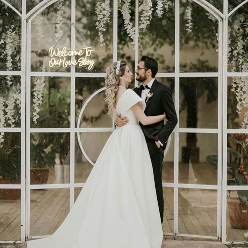 Image of Welcome to Our Love Story Neon Sign Wedding Warm White Led Lights