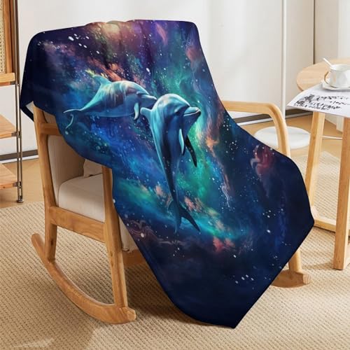 Manta de forro polar con diseño de delfín manta para sofá grande de salón 5