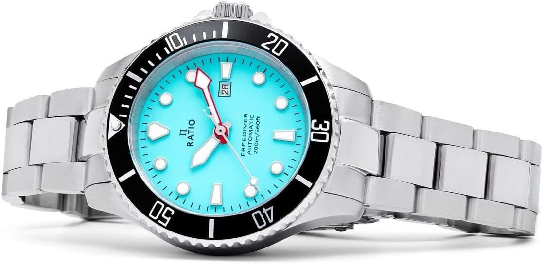 Ratio FreeDiver Damen-Taucheruhr, Saphirglas, Japanisches Automatik-Uhrwerk, wasserdicht bis 200 m