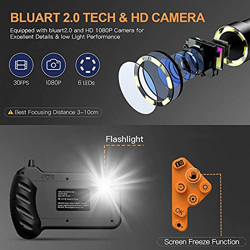Inspection Camera Borescope With 5" Ips Screen Nidage 5.5Mm Automotive Industrial Endoscope 1080P Hd Snake Camera With Light, 16.5Ft Semi-Rigid Cable, 32Gb Card, Case, Waterproof Drain Camera #TOP3