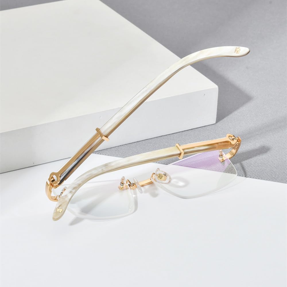 MUTYNE Glasses Men Square Women Rimless Eyeglasses Frames Buffs Wood Eyewear