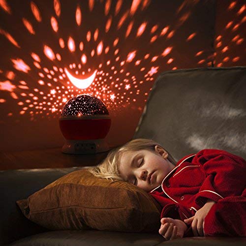 Projetor de luz noturna estrela, luzes de bebê com 4 lâmpadas de LED, 8 luzes que mudam de cor com c