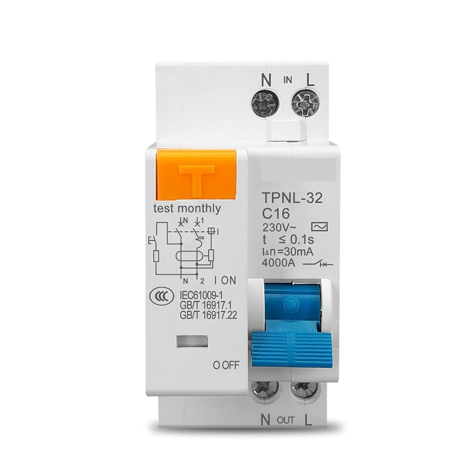 TPNL DPNL 230V 1P+N Current Circuit Breaker with Over and Short Leakage Protection RCBO MCB 1Pcs(TPNL 16A)