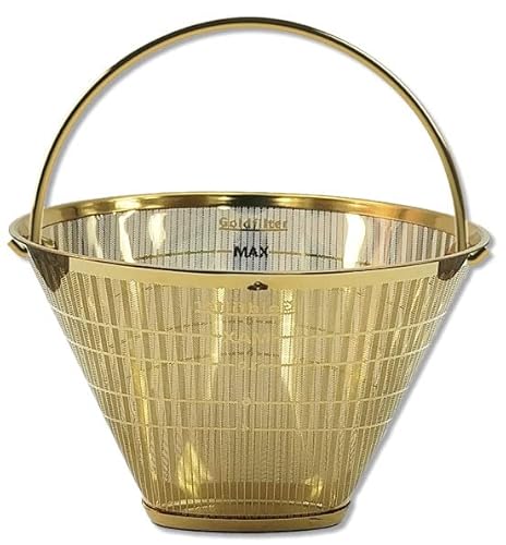 seleXions Kaffeefilter Goldfilter Ganzmetall GF4MB mit Metallbügel, für alle Kaffeemaschinen mit rundem Filter Größe 1 x 4 Cover