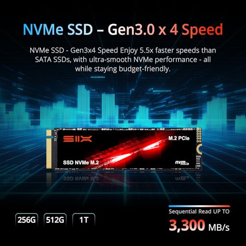 Image of SIX X4000 PRO 256GB M.2 2280 SSD PCIe Gen3x4 NVME SSD Solid State Drive - Up to 3100MB /s Read Speed