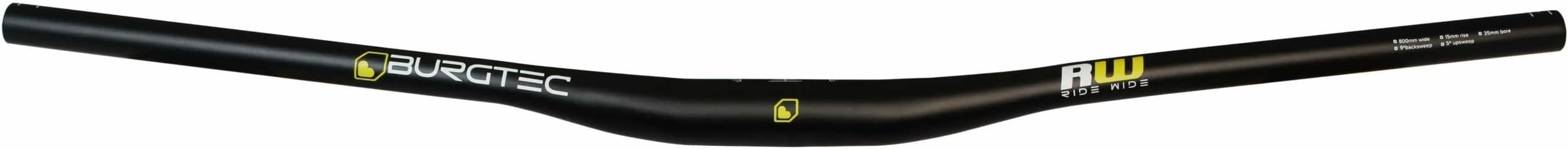 Burgtec Ride Wide Alloy Bars 15mm Rise 800mm Wide 35mm Clamp, One Size