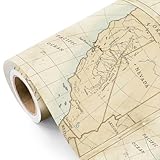 WRAPAHOLIC Vintage Map Wrapping Paper Roll - Mini Roll - 17 Inch x 16.5 Feet - Antique Retro Wrapping Paper with California Map Design for Birthday, Travel Lovers, Graduation, Father's Day