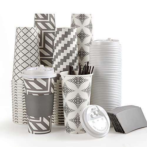 Litopak 20 oz Coffee Cups with Lids and Sleeves