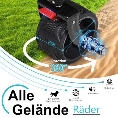 Sekey XXXXL Bollerwagen Faltbar 350L mit Extra Breite Reifen 17x10cm, Faltbarer Bollerwagen Strandwagen Transportwagen Zusammenfaltbar aus 4 Richtungen, 4XL-Doppel 4021, Grau – Bild 4