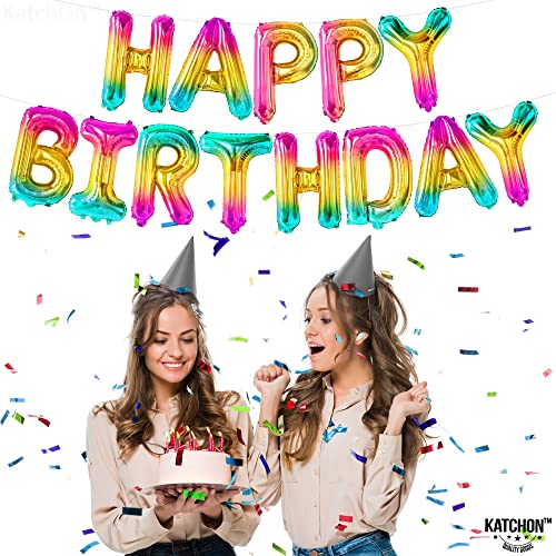 KatchOn, Rainbow Happy Birthday Balloon Letters - 16 Inch | Birthday Decorations for Women, Men, Boys and Girls | Hbd Foil Balloon Banner Backdrop For Neon Party Decorations | Birthday Signs For Party - Thumbnail 3