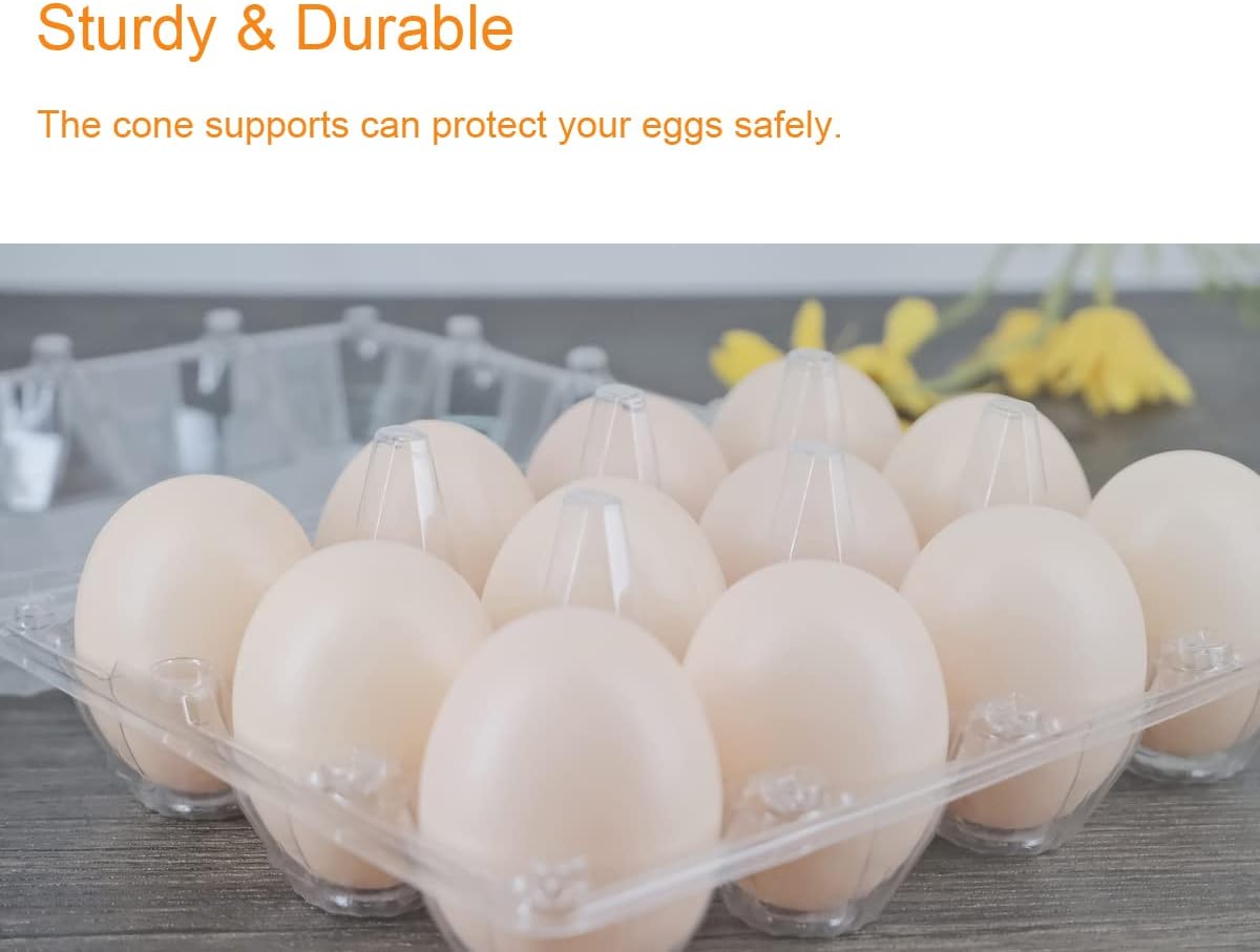 Egg Cartons 60 Packs, Clear Plastic Blank Egg Cartons with Free Labels, Holds up to 12 Eggs Securely, Perfect for Family Pasture Farm Markets Display - Medium image 5