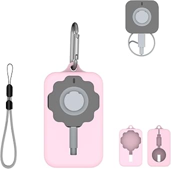 Case for Oura Ring 4 Charger,Soft Skin Silicone Case Cover with Keychain and Lanyard,Full Protective Case for Oura Ring 4 Charger Size 4/5/6/7/8/9/10/11/12/13/14/15-Pink
