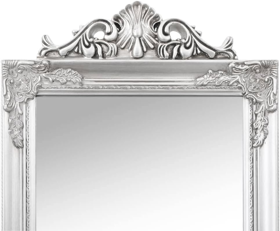 vidaXL Free-Standing Mirror Silver Glass, Eucalyptus Wood, Engineered Wood