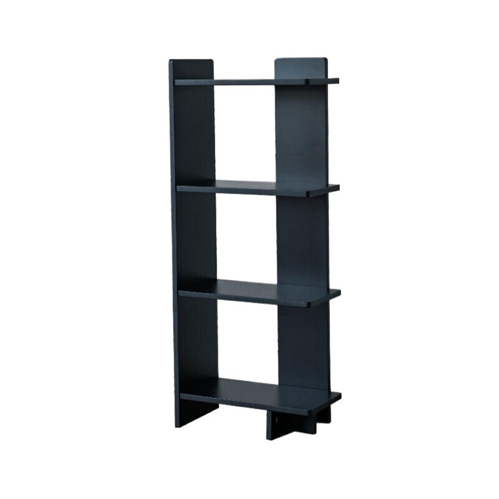 XUJUAN-0227 Bookshelf Upright Matte Black Simple Open Bookshelf Wooden Storage Rack for Living Room Study