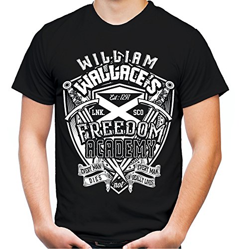 Freedom Academy Männer und Herren T-Shirt | William Wallace Braveheart Mel Gibson (XL, Schwarz)
