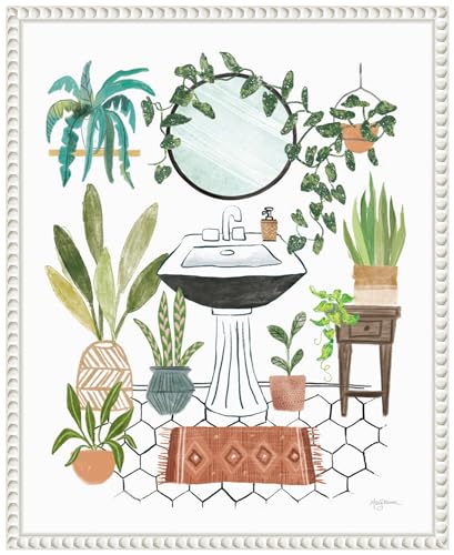 Amanti Art Framed Canvas Wall Art 20x16 Urban Jungle Bathing