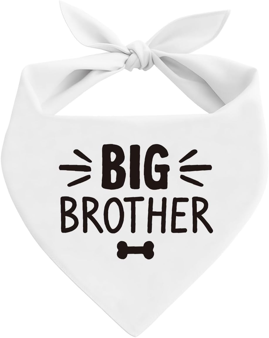 Big Brother Dog Bandana, White Pet Dog Scarf Accessories, Pregnancy Announcement Big Brother Baby Reveal, Pet Dogs Triangle Scarf, Dogs Bandana for Small Medium