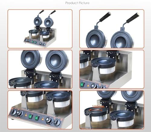 Commercial Electric Burger Waffle Maker, Stainless Steel Nonstick Plates, Dual Head Time & Temperature Control, Perfect for Home Parties, Bread & Donut Heating Machine