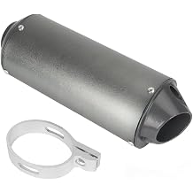 38mm Exhaust Silencer Muffler Pipe & Clamp Motorcycle for 50cc 70cc 90cc 110cc 125cc 150cc 160cc for Honda Yamaha Kawasaki Taotao Sport-B Pit Bike Dirt Bike 4 Wheeler ATV Quad Motocross Grey