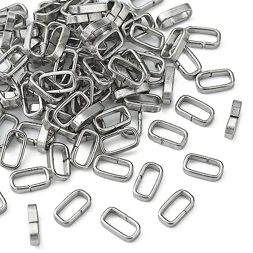 LiQunSweet 100 Pcs Stainless Steel Quick Link Connectors Linking Split Jump Ring Closed but Unsoldered Rectangle for Jewelry Making DIY Crafts Findings - 7.5x4.2mm