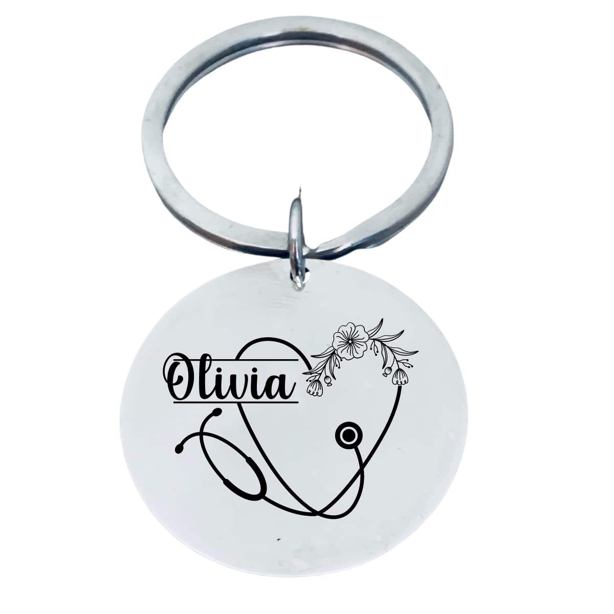 Personalized Nurse Stethoscope Keychain with Name Engraved