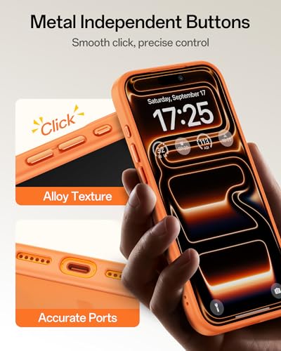 Image of UNBREAKcable Magnetic for iPhone 17 Pro Max Case 6.9-Inch, Compatible with MagSafe, Full Camera Protection, Built-in Magnetic Ring, Drop Protection Shockproof Slim Phone Cover - Orange