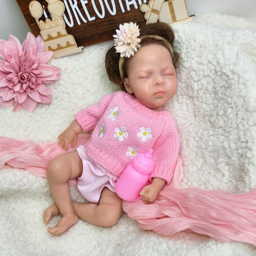 Lebensechte Reborn-Babypuppen, 30 cm, aus Platin-Silikon, realistisches, schlafendes Baby, Mädchen, anatomisch korrekt, für Kinder ab 3 Jahren – Bild 6
