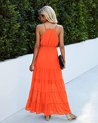 Image of PRETTYGARDEN Women's 2026 Summer Maxi Dress Spaghetti Strap Sleeveless High Waist Beach Vacation Long Sundresses