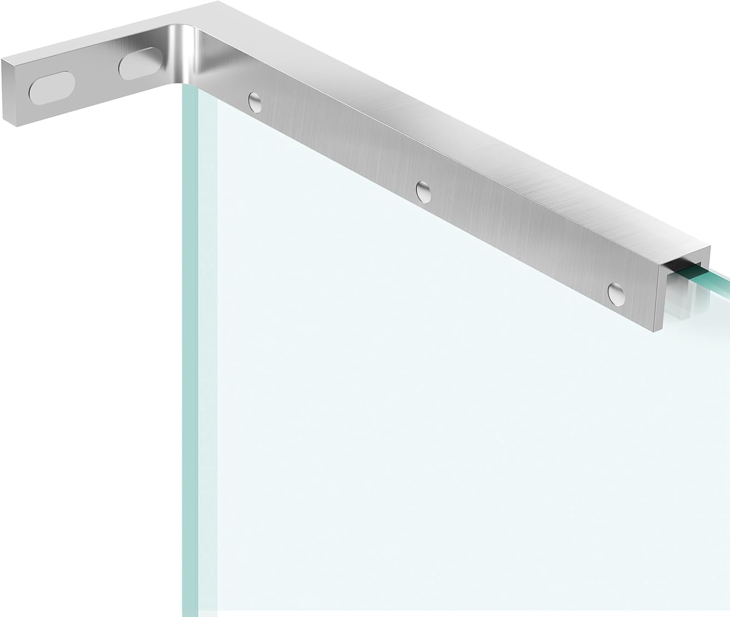 LukLoy Fixed Glass Bracket, Wall to Glass Shower Support Bar, One-Piece Casting L Shape Stabilizer Mounting Bracket for 8-12mm Shower Glass Panel, No Drill in Glass(Brush, Right)