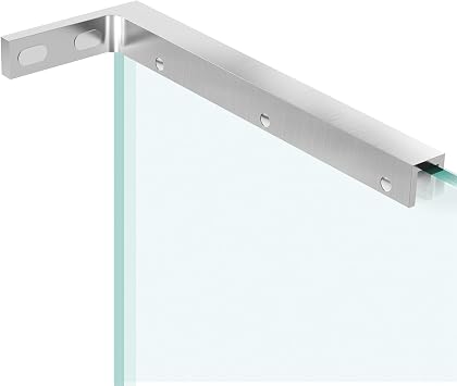 LukLoy Fixed Glass Bracket, Wall to Glass Shower Support Bar, One-Piece Casting L Shape Stabilizer Mounting Bracket for 8-12mm Shower Glass Panel, No Drill in GlassBrush, Right