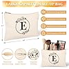 Tecanne Personalised Initial Canvas Tote Bag and Makeup Bag Set, 26 Letters Monogrammed Cotton Reusable Bags for Beach Travel Work School, Gift for Women Mum Teachers Nurses (E) #3
